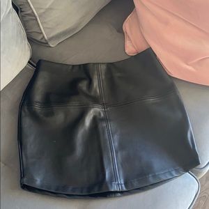 Black Leather Mini Skirt, Size M